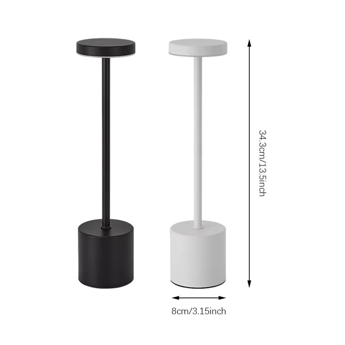 SHENZHITECH LED Tischlampe mit Touch-Sensor in Schwarz, minimalistisches Design, 3 Farben einstellbar und wiederaufladbar - Bild 2
