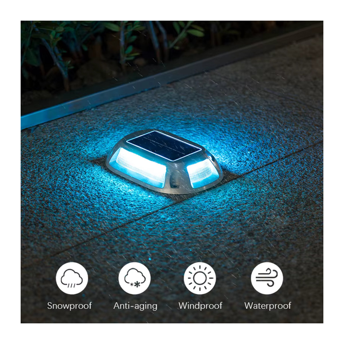 SHENZHITECH Solar-Deckleuchte aus Aluminium mit RGB-LED und intelligentem Lichtsensor, moderne Wegeleuchte für Garten und Treppen, Grau/Bunt - Bild 3