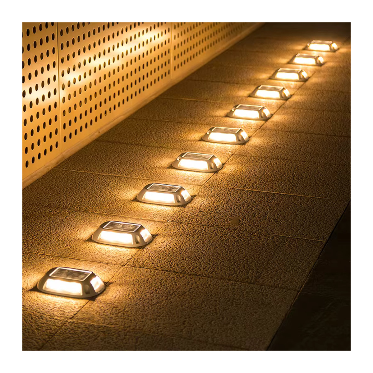SHENZHITECH Solar-Deckleuchte aus Aluminium mit RGB-LED und intelligentem Lichtsensor, moderne Wegeleuchte für Garten und Treppen, Grau/Bunt - Bild 5