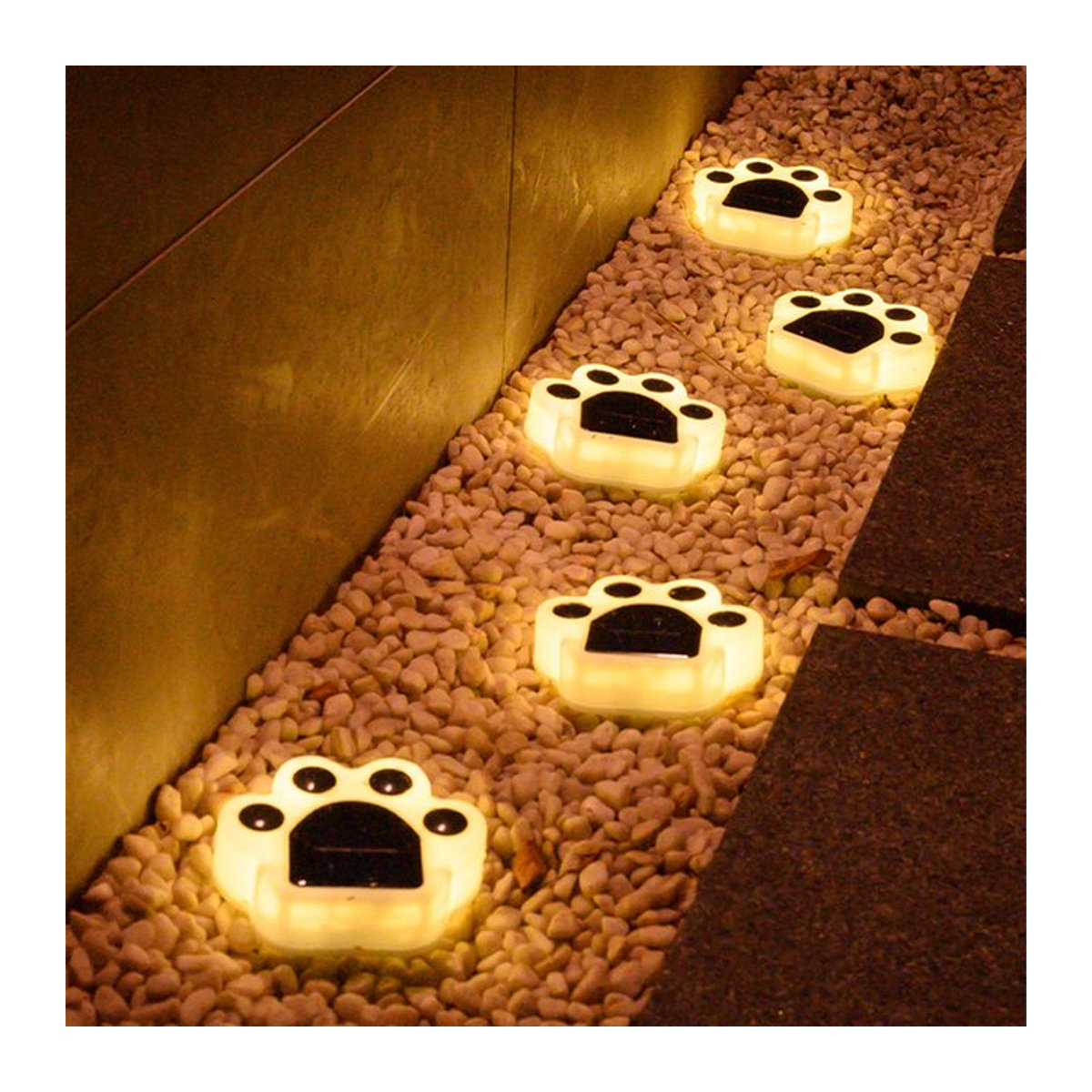 SHENZHITECH Solar-Pfoten-Außenleuchten mit LED und intelligenter Lichtsteuerung, IP65 wasserdichte Rasenlampe in Weiß für Garten, Hof und Camping - Bild 1