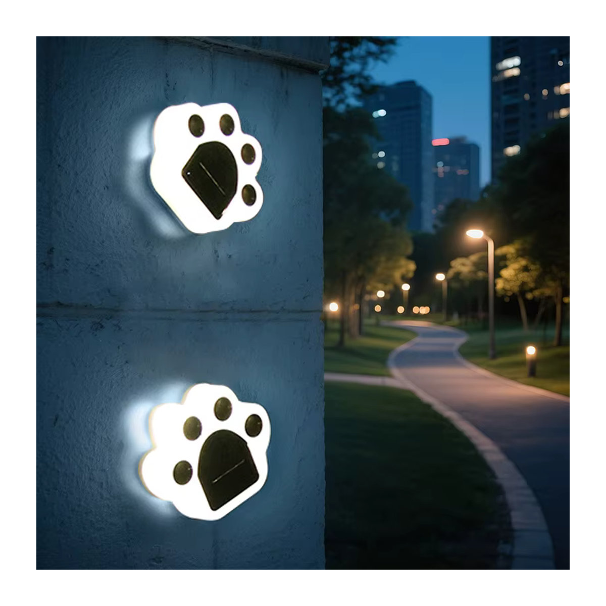 SHENZHITECH Solar-Pfoten-Außenleuchten mit LED und intelligenter Lichtsteuerung, IP65 wasserdichte Rasenlampe in Weiß für Garten, Hof und Camping - Bild 3