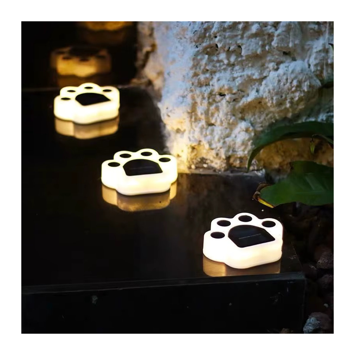 SHENZHITECH Solar-Pfoten-Außenleuchten mit LED und intelligenter Lichtsteuerung, IP65 wasserdichte Rasenlampe in Weiß für Garten, Hof und Camping - Bild 4