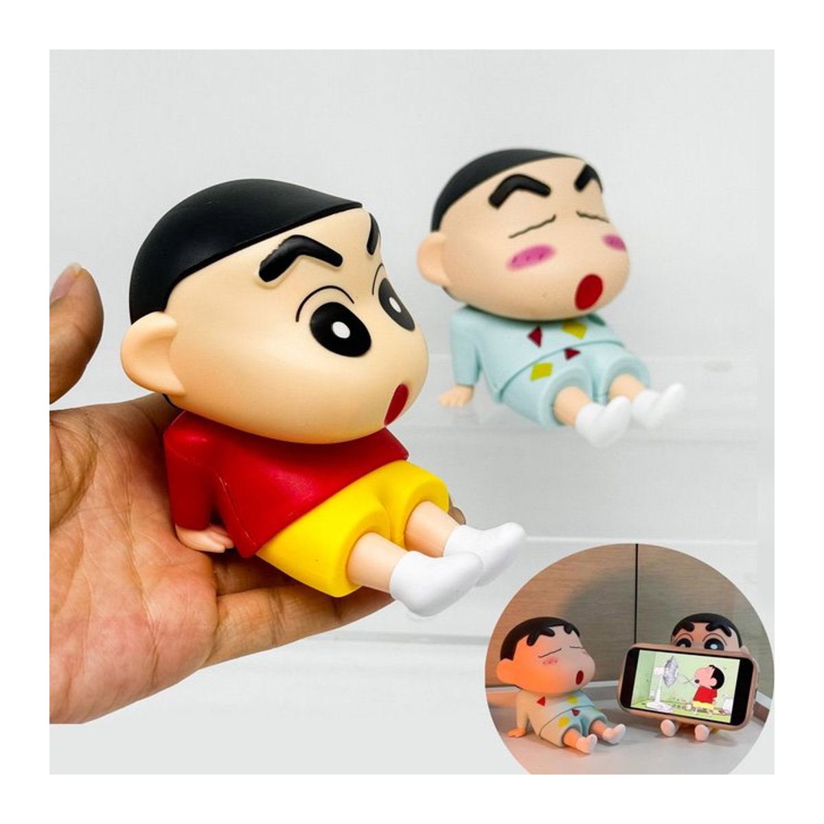 Shinchan Crayon Anime Figur Handyhalter und Schreibtisch Dekoration von Re-ment in Mehrfarbig - Bild 1
