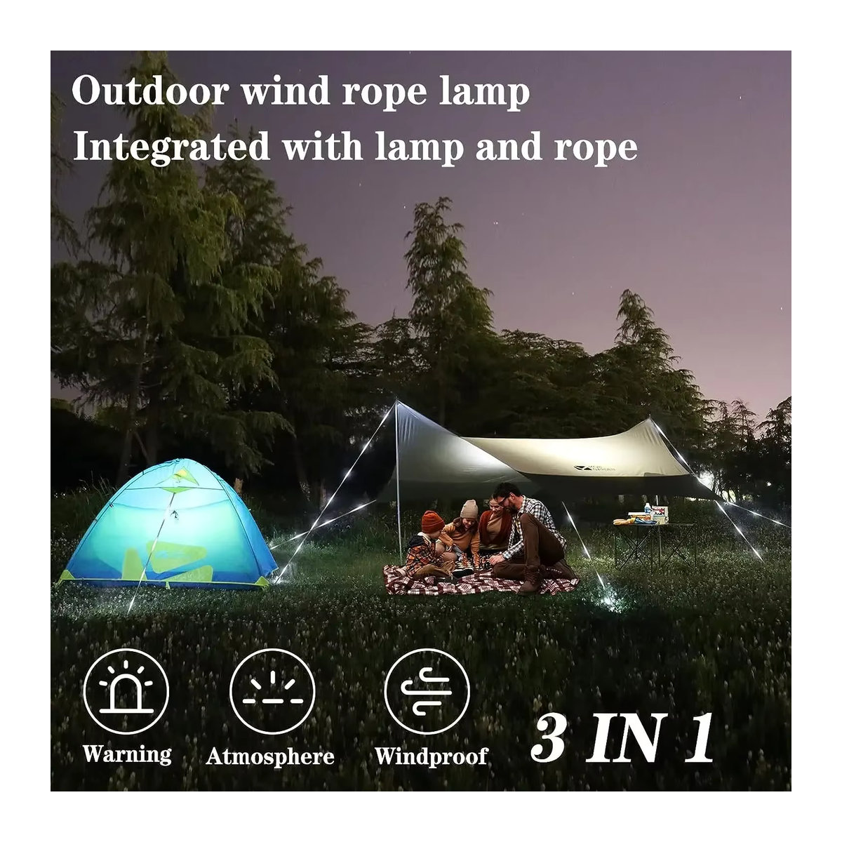ShineTrip LED Camping Lichterkette als Warnlicht für Markisen und Zelte in Gelb oder Bunt - Bild 3