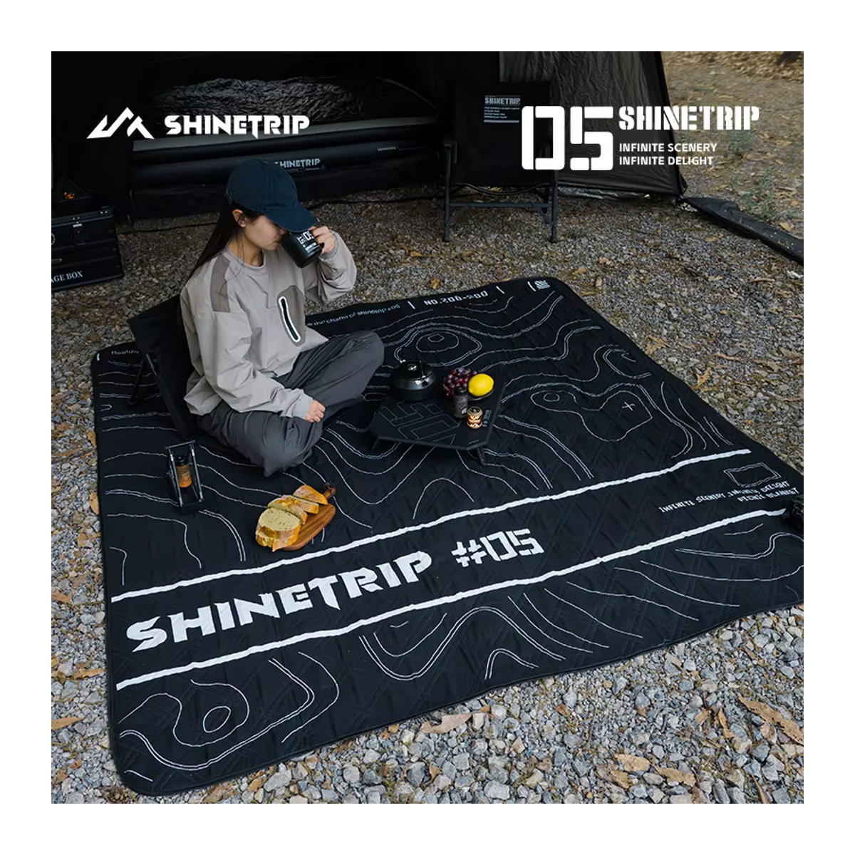 ShineTrip Outdoor-Picknickmatte aus Ultraschall-Aluminium für alle vier Jahreszeiten inklusive Aufbewahrungstasche - Bild 3