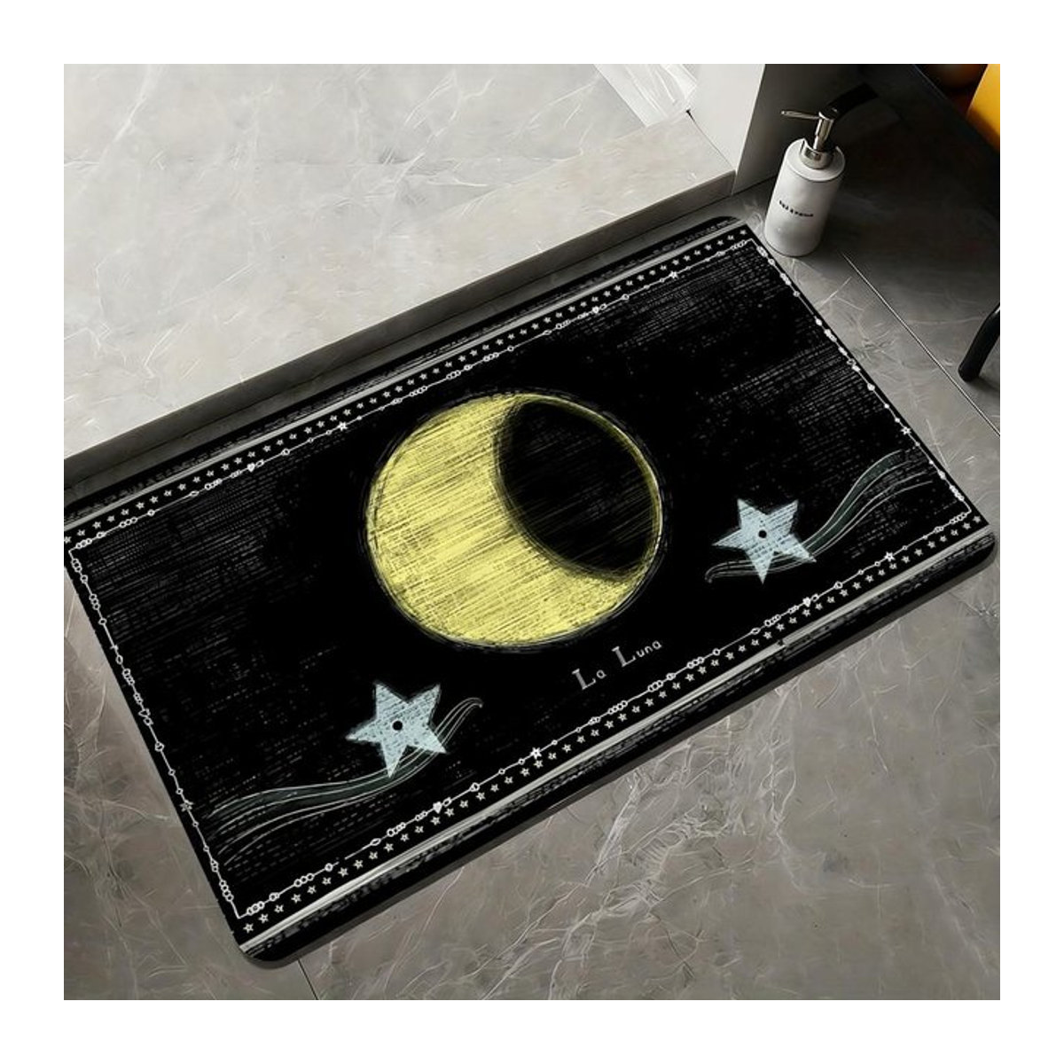 Shining Stars Bodenmatte aus Flanell in Schwarz, weiche und rutschfeste Winter-Wärmematte für dein Zuhause und das Wohnzimmer - Bild 1