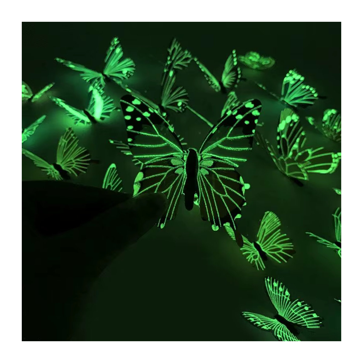SHISHI 12er Set 3D Leucht Schmetterling Wandaufkleber in Mehrfarbig und Grün zur modernen Wanddekoration aus Kunststoff - Bild 4