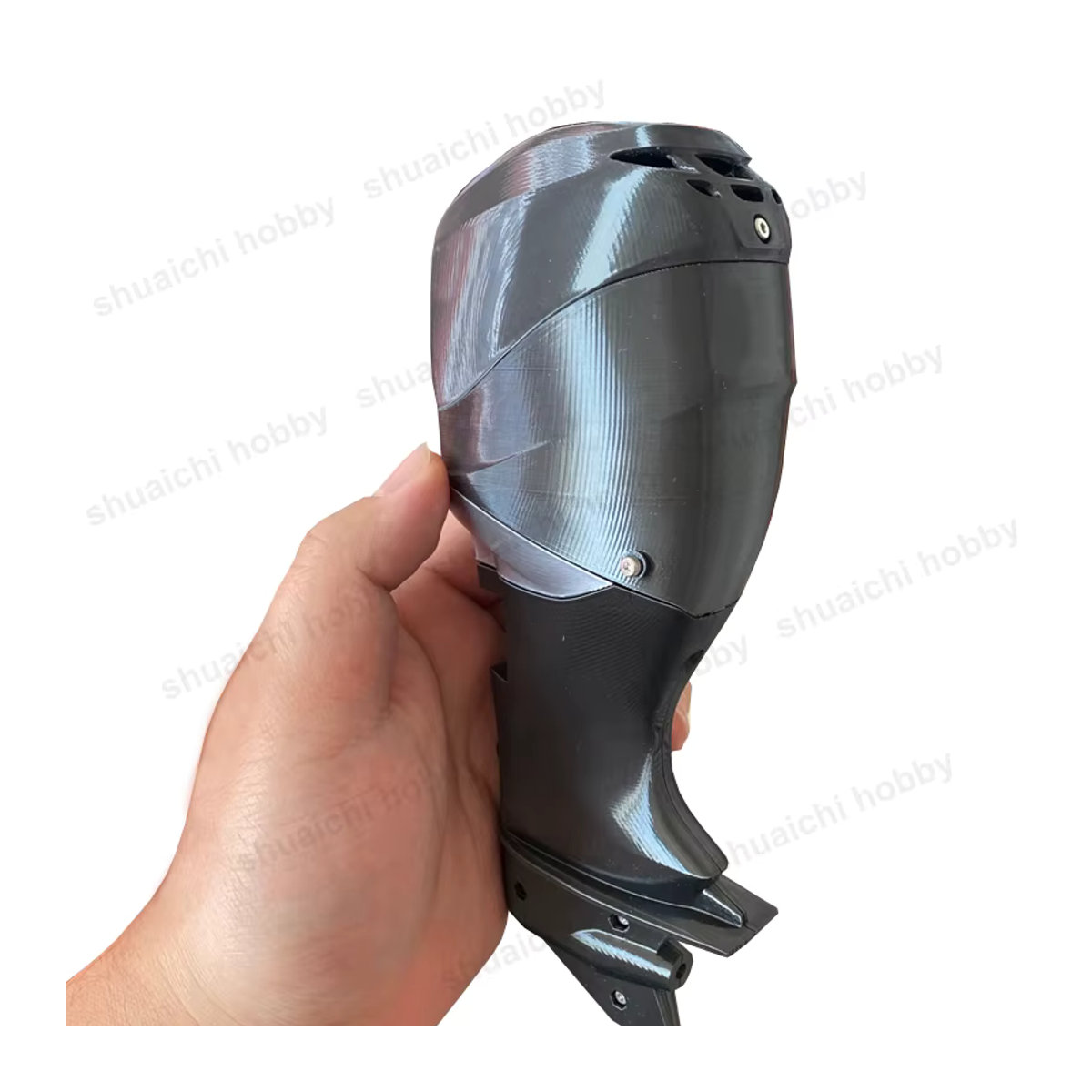 SHUAICHI Skala Außenbordmotor Shell Montage Kit mit 3D gedrucktem Propeller und Display Rack in Schwarz für DIY Dekoration und Ornamente - Bild 3