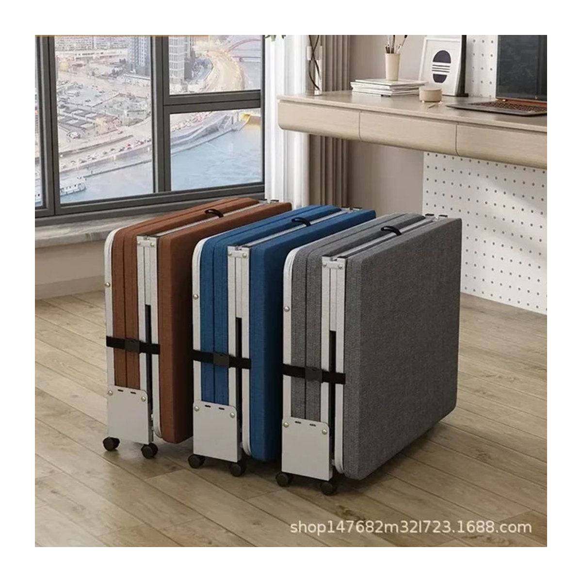 SHUFEN Büro-Klappbett Einzelbett mit Hartfaserplatte, dreifach faltbar, Modern, Blau oder Braun - Bild 1