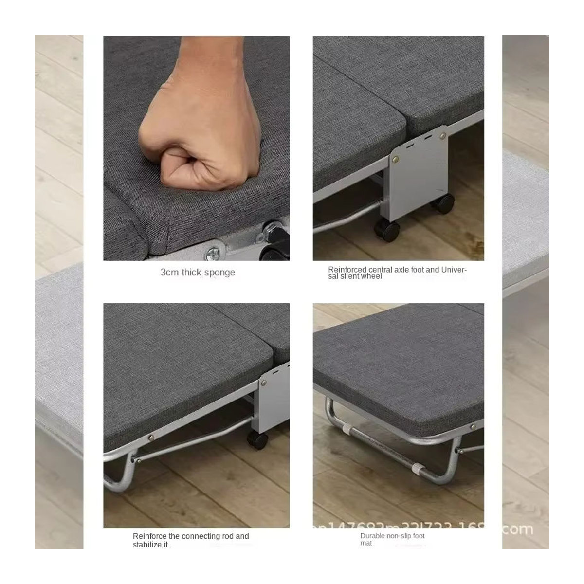 SHUFEN Büro-Klappbett Einzelbett mit Hartfaserplatte, dreifach faltbar, Modern, Blau oder Braun - Bild 4