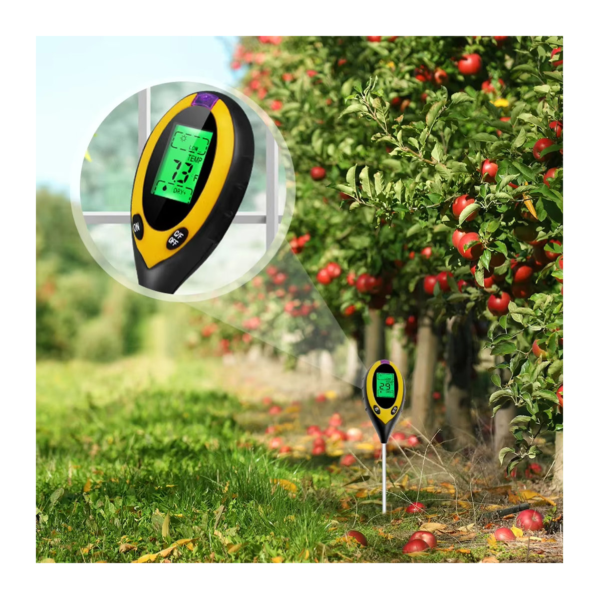 Shunmaii 4in1 Boden-pH-Meter mit LCD-Display und Solarbetrieb zur Messung von pH-Wert, Feuchtigkeit und Temperatur für die Pflanzenpflege - Bild 2