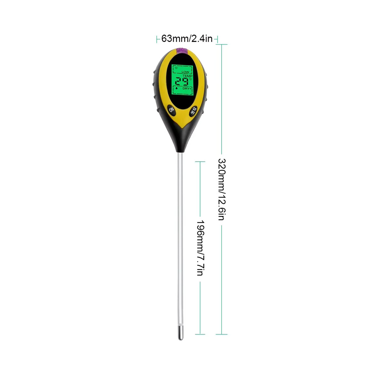 Shunmaii 4in1 Boden-pH-Meter mit LCD-Display und Solarbetrieb zur Messung von pH-Wert, Feuchtigkeit und Temperatur für die Pflanzenpflege - Bild 6