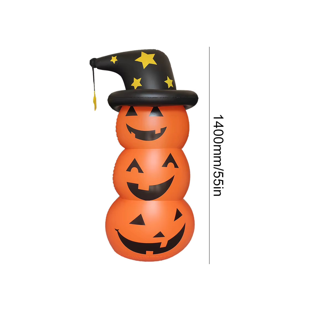 Shunmaii Aufblasbarer Halloween Kürbis mit beängstigendem Geist als Outdoor Dekoration in Orange und Gelb - Bild 4
