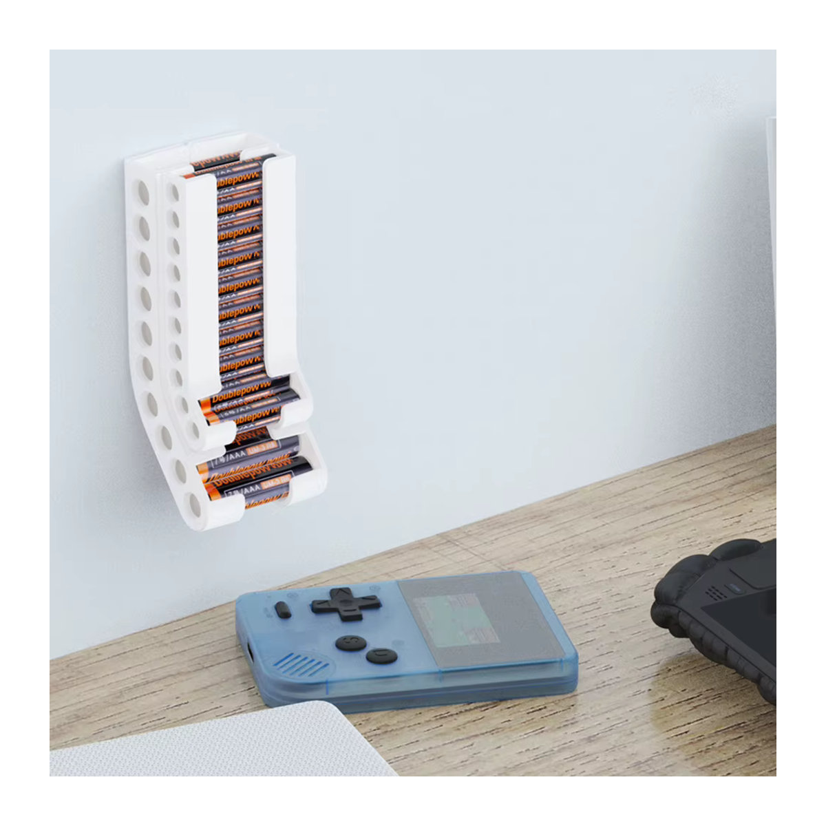 Shunmaii Batterie-Aufbewahrungs-Organizer aus Kunststoff als Wandhalterung für 10 AAA und 10 AA Batterien in Weiß - Bild 2