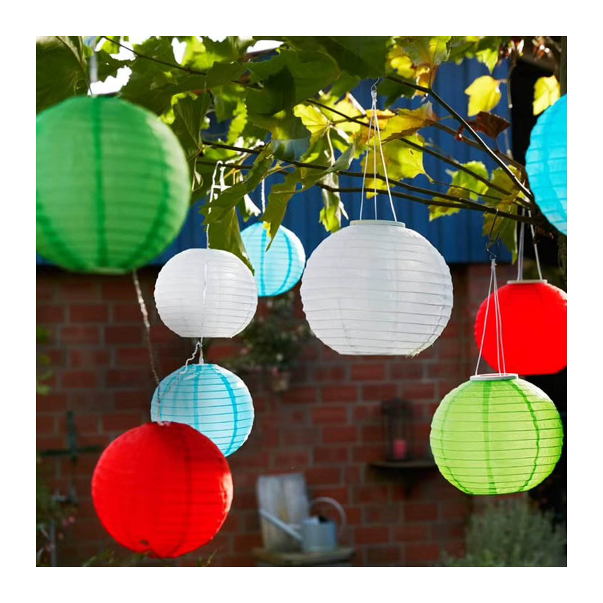 Shunmaii Bunte Solar LED Laterne aus Nylon, Wasserdicht, Runde Hängende Garten Dekoration, Durchmesser: 30,48 cm - Bild 1