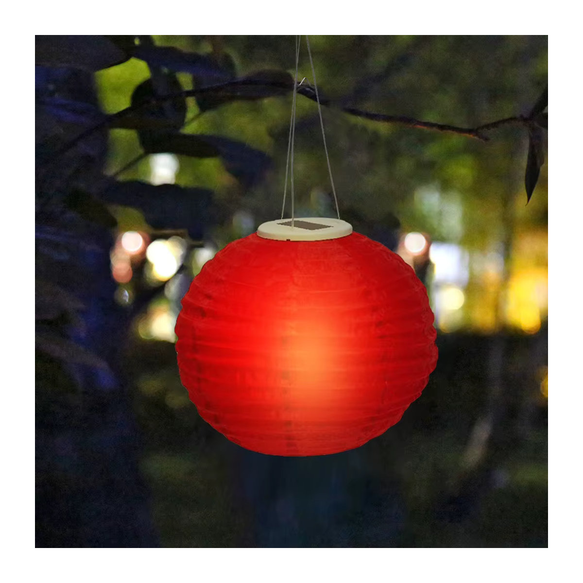 Shunmaii Bunte Solar LED Laterne aus Nylon, Wasserdicht, Runde Hängende Garten Dekoration, Durchmesser: 30,48 cm - Bild 3