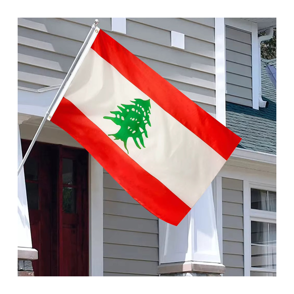 Shunmaii Flagge Libanon aus Textil, rot, B x H: 90 x 150 cm - Bild 2