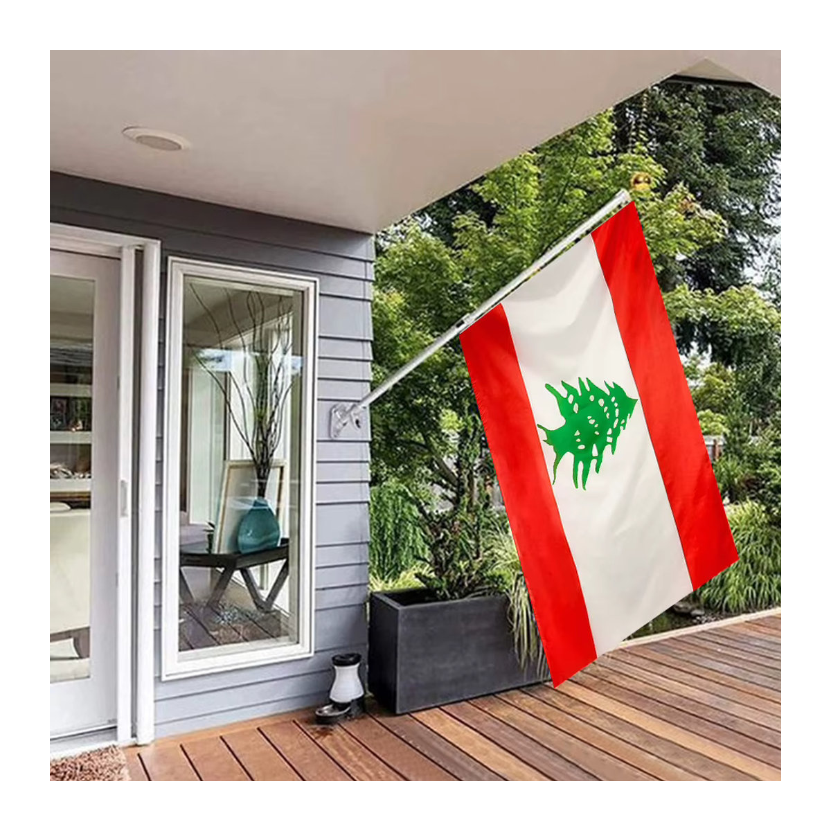 Shunmaii Flagge Libanon aus Textil, rot, B x H: 90 x 150 cm - Bild 3