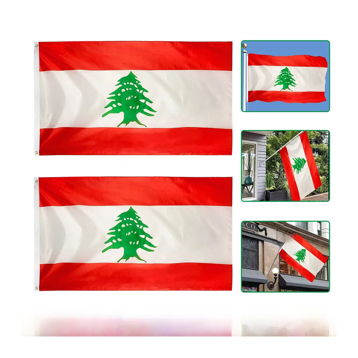 Shunmaii Flagge Libanon aus Textil, rot, B x H: 90 x 150 cm - Bild 7