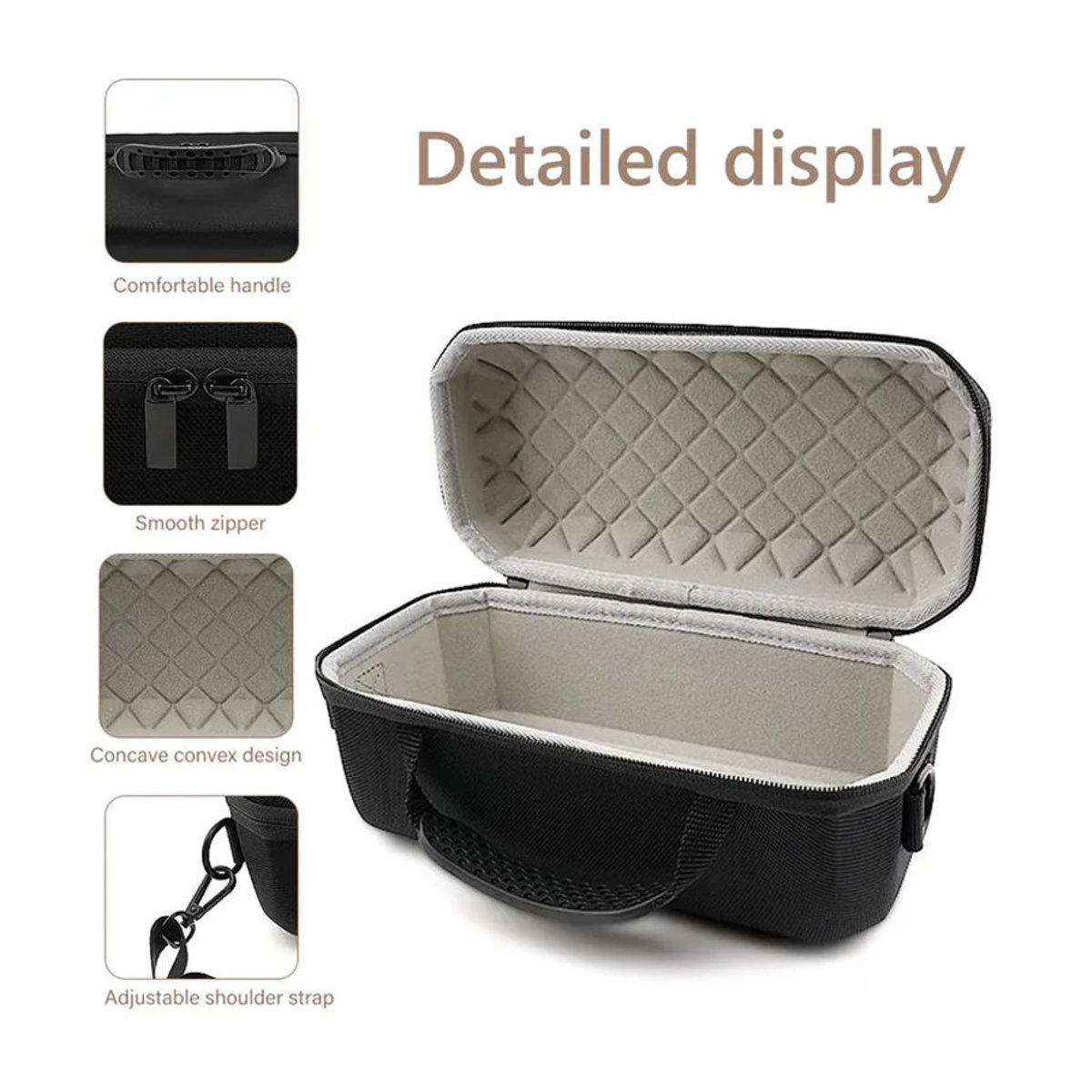 Shunmaii Harte EVA-Reisetasche mit verstellbarem Schultergurt für JBL Charge 6 Bluetooth-Lautsprecher, Schwarz - Bild 5