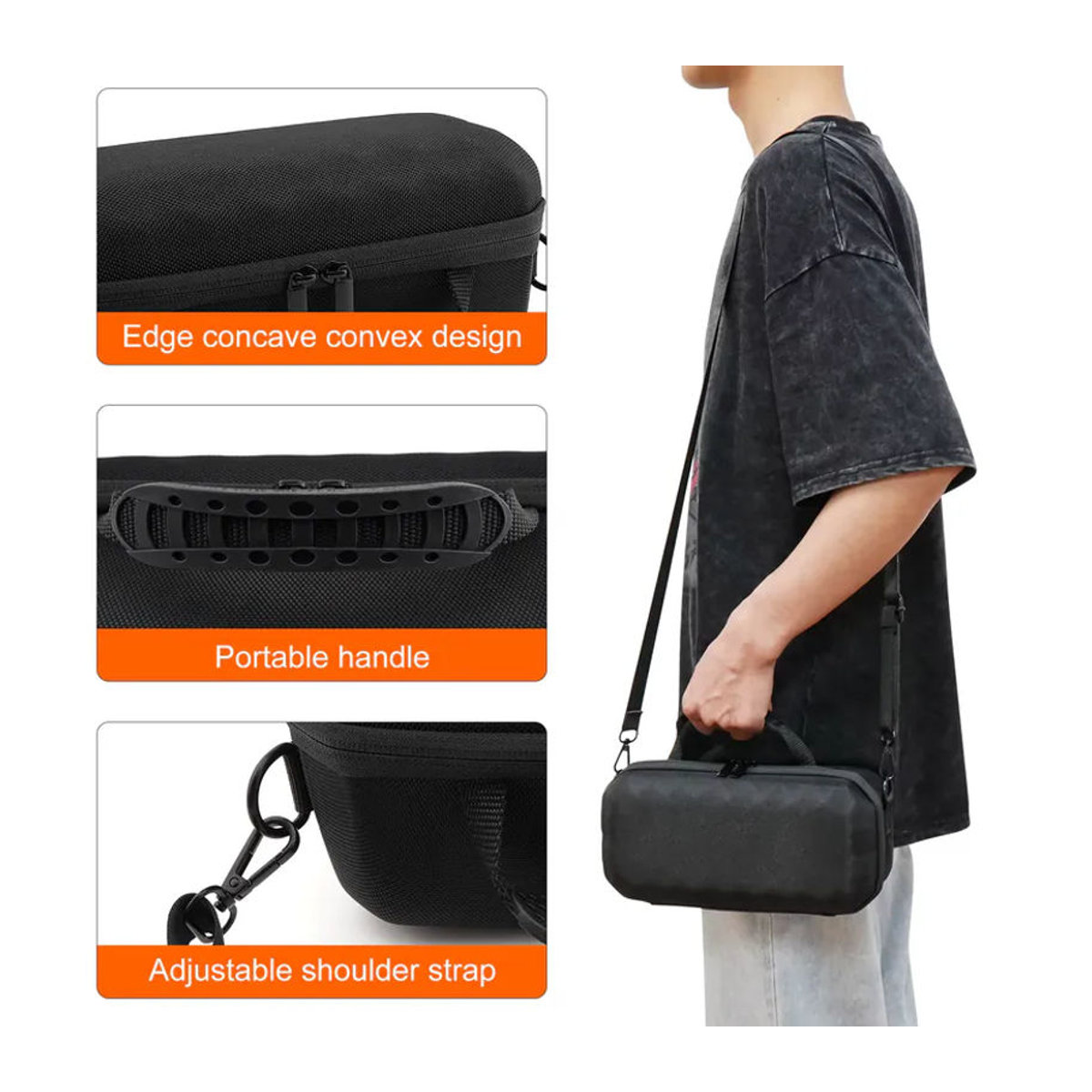 Shunmaii Harte EVA-Reisetasche mit verstellbarem Schultergurt für JBL Charge 6 Bluetooth-Lautsprecher, Schwarz - Bild 6