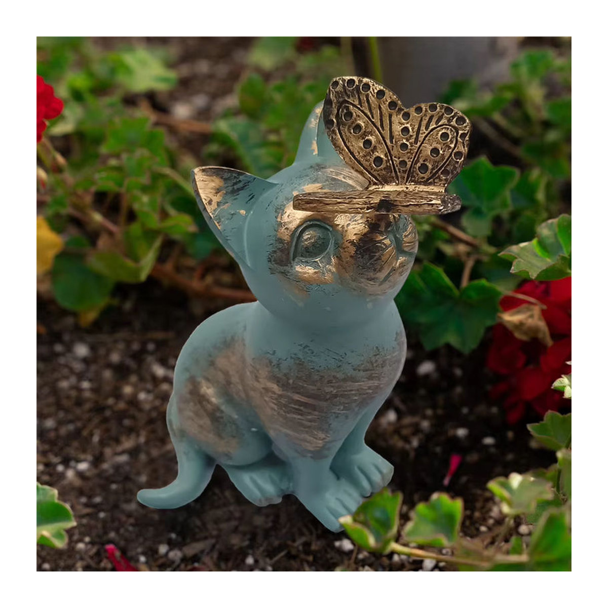 Shunmaii Kätzchen-Statue aus Kunstharz in Grau als dekorative Garten-Tierfigur für deinen Garten und Hof - Bild 2