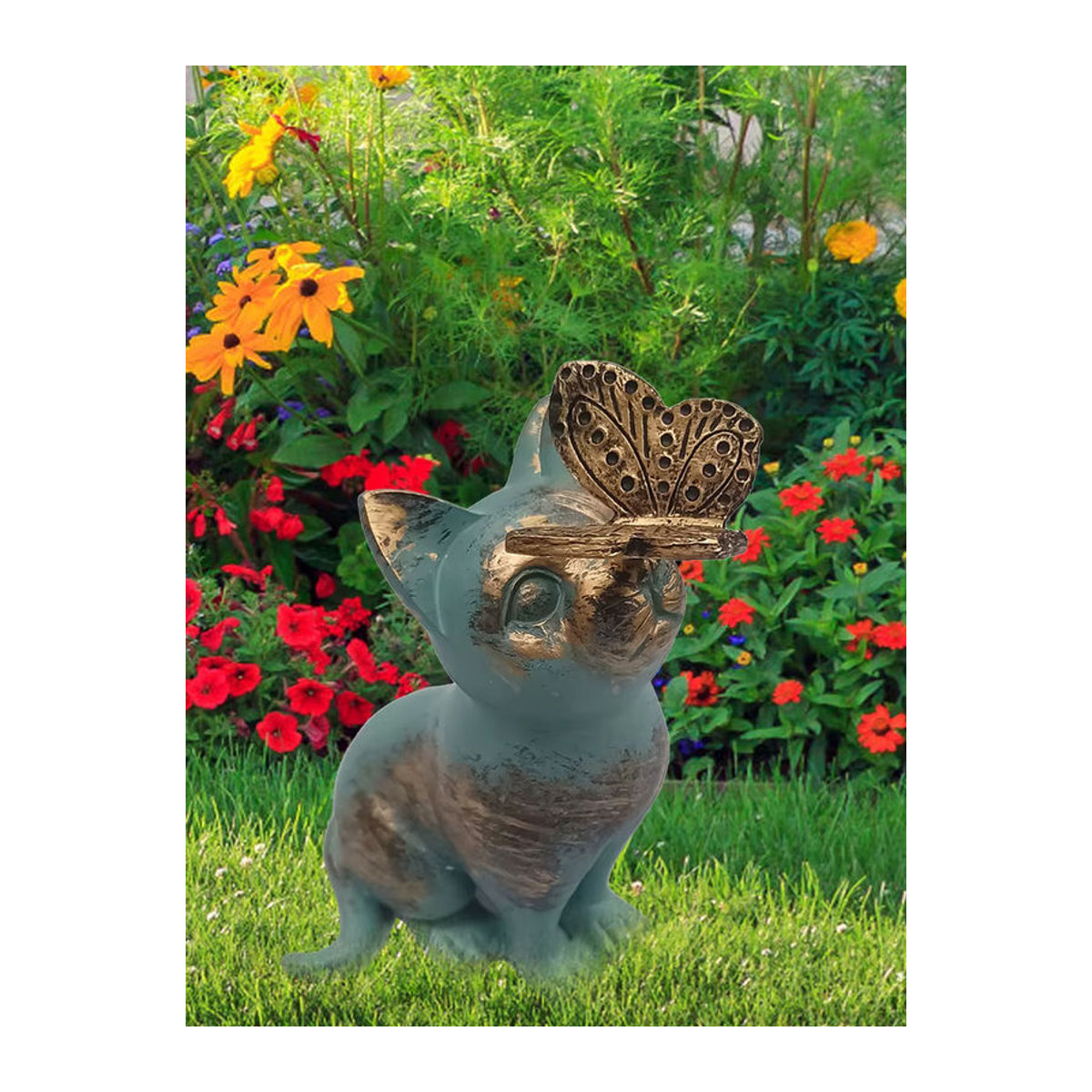 Shunmaii Kätzchen-Statue aus Kunstharz in Grau als dekorative Garten-Tierfigur für deinen Garten und Hof - Bild 7