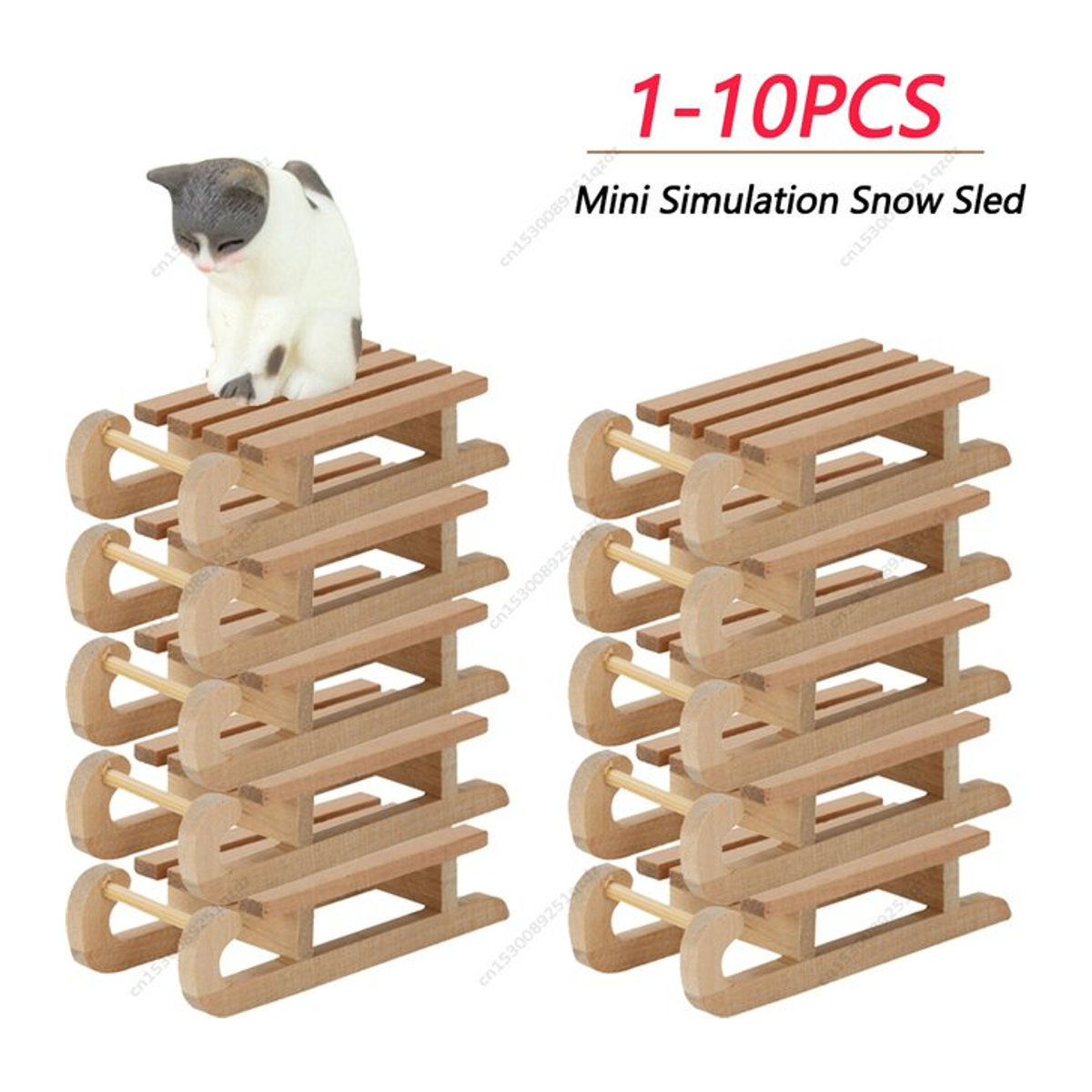 Shunmaii Mini-Schlitten aus Holz im Maßstab 1/12, braun, Puppenhaus Zubehör und Deko-Ornament - Bild 1