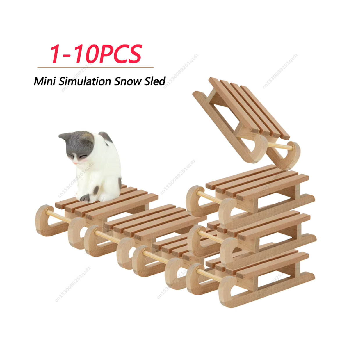 Shunmaii Mini-Schlitten aus Holz im Maßstab 1/12, braun, Puppenhaus Zubehör und Deko-Ornament - Bild 2