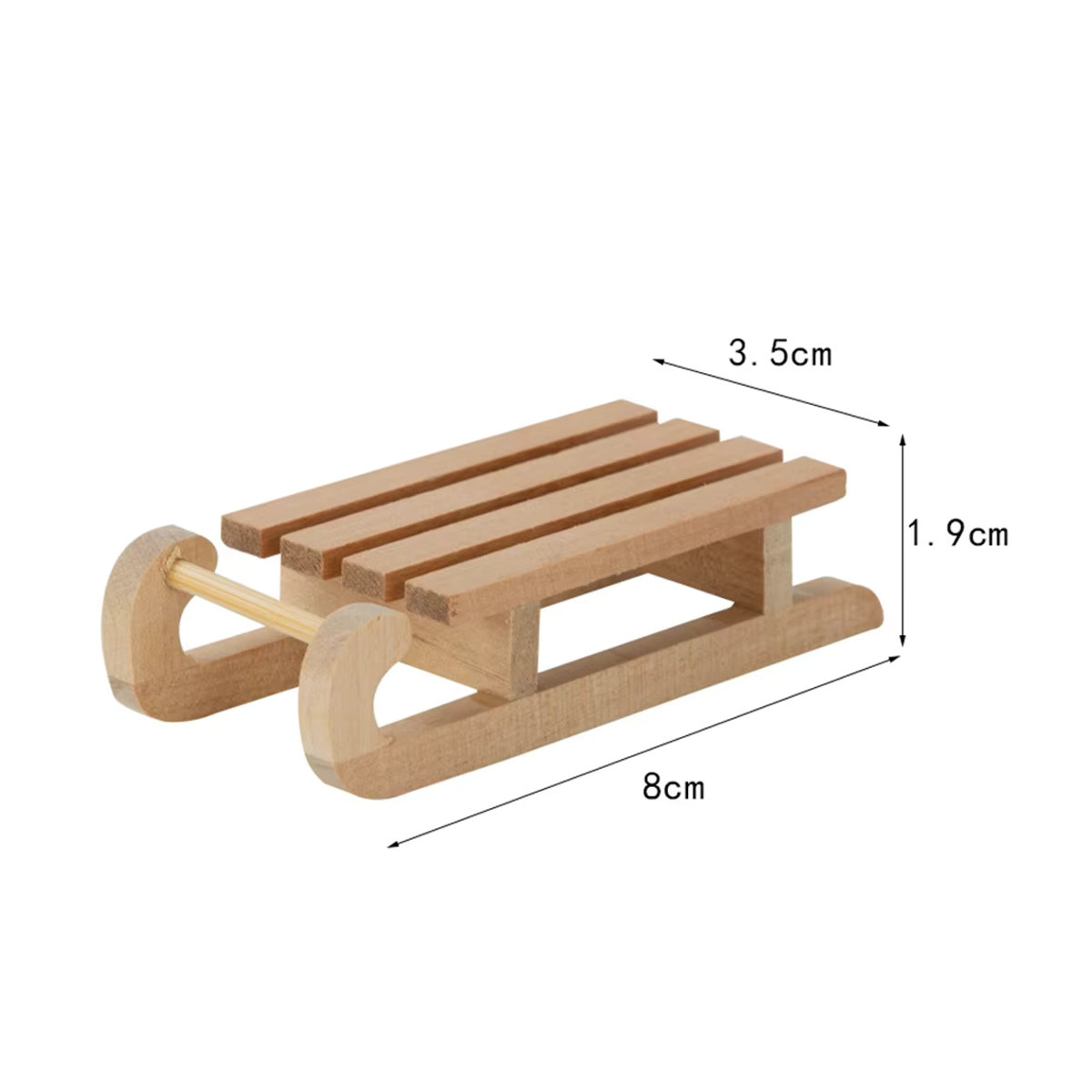 Shunmaii Mini-Schlitten aus Holz im Maßstab 1/12, braun, Puppenhaus Zubehör und Deko-Ornament - Bild 3