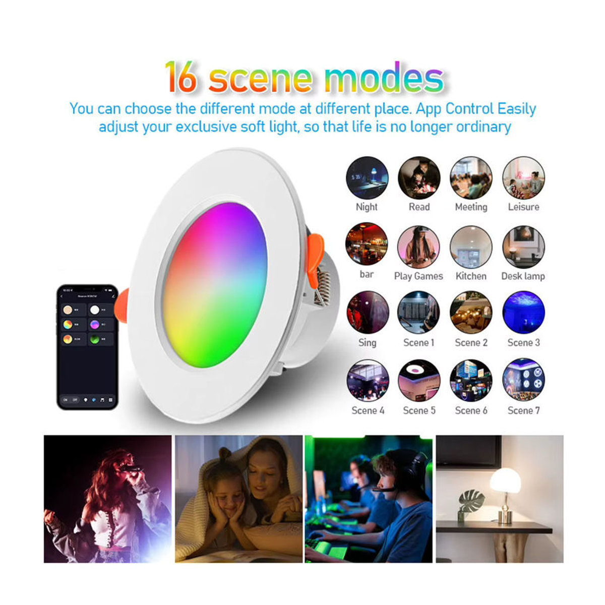 Shunmaii Smart RGB LED Einbaustrahler 10W dimmbar mit Alexa und Google Home kompatibel in Bunt und Weiß - Bild 2