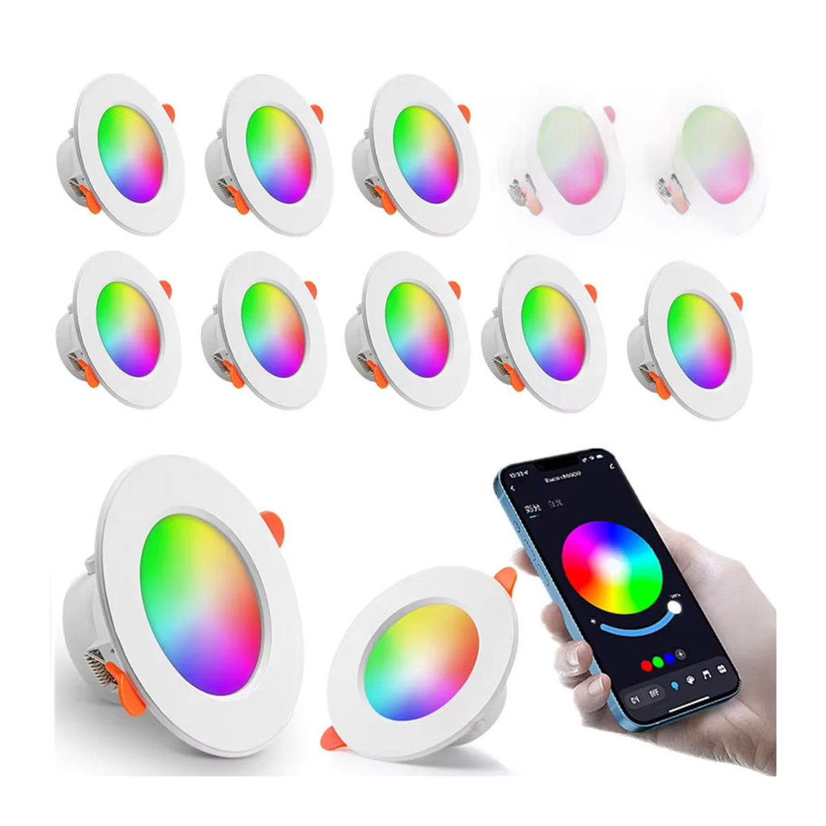 Shunmaii Smart RGB LED Einbaustrahler 10W dimmbar mit Alexa und Google Home kompatibel in Bunt und Weiß - Bild 7