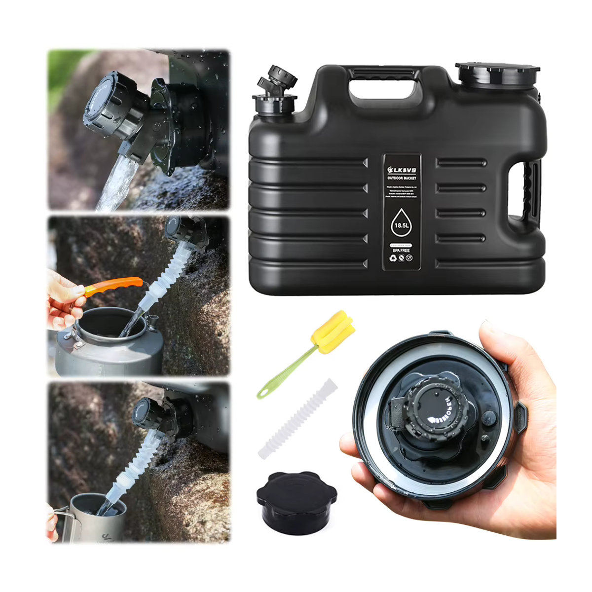 Shunmaii Trinkwasserkanister mit abnehmbarem Wasserhahn 18,5 l Schwarz - Bild 2