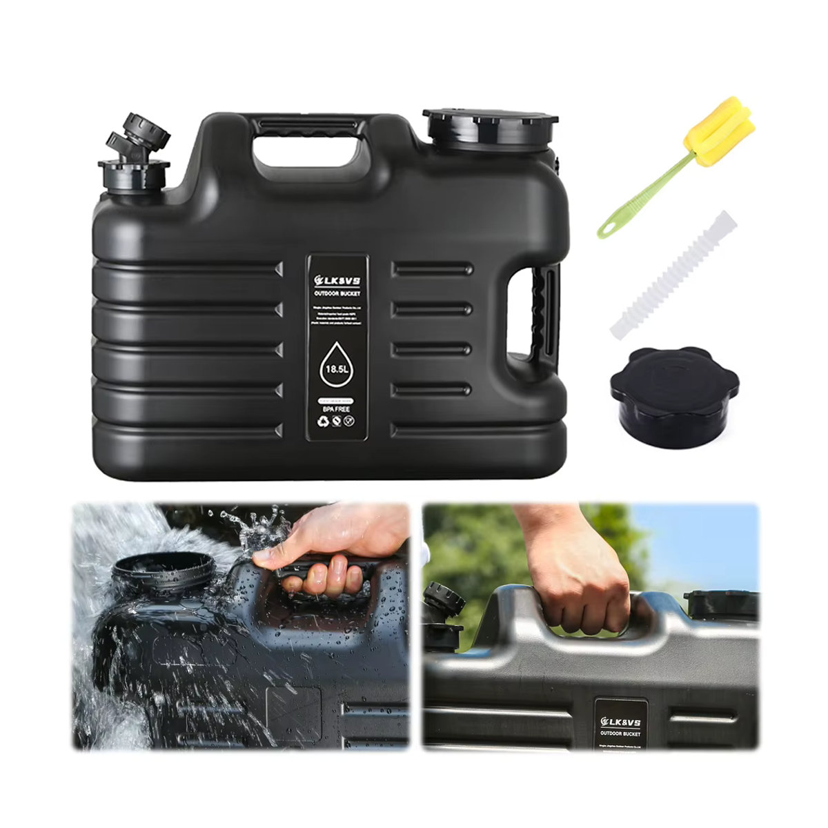 Shunmaii Trinkwasserkanister mit abnehmbarem Wasserhahn 18,5 l Schwarz - Bild 3