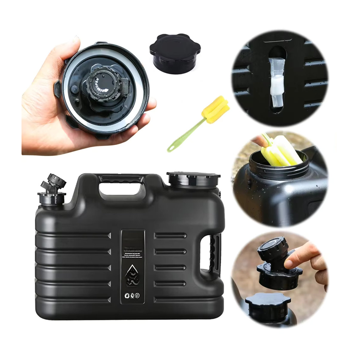 Shunmaii Trinkwasserkanister mit abnehmbarem Wasserhahn 18,5 l Schwarz - Bild 6