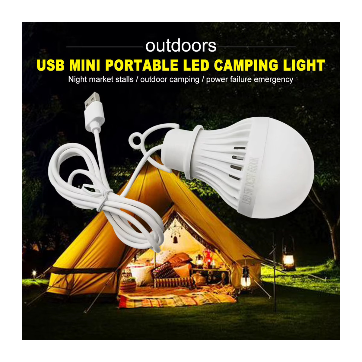 Shunmaii USB LED Camping Glühbirne tragbare Camping Laterne mit Aufhängeschnur für Zelt und Notfall - Bild 3