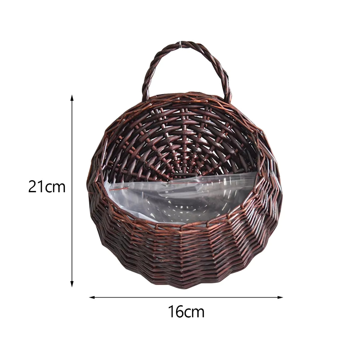 Shunmaii Wand-Rattan-Korb zum Aufhängen, handgemachter Weiden-Blumentopf in Braun, rustikaler Wandkorb für Topfpflanzen - Bild 3