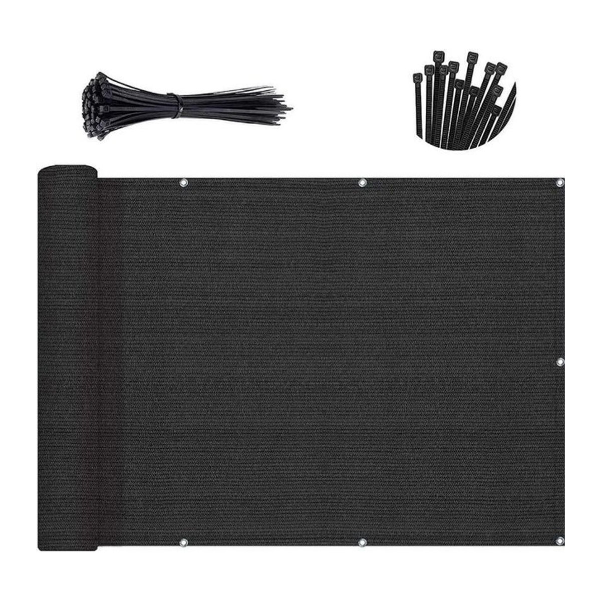 SHyuduo Balkon-Sichtschutz aus wasserdichtem Polyester, verdicktes Zaunnetz für Terrasse und Privatsphäre, Schwarz, B: 90 cm, L: 600 cm - Bild 1