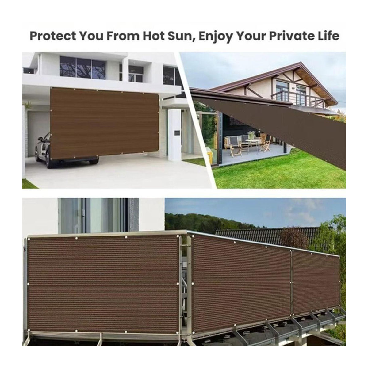 SHyuduo Balkon-Sichtschutz aus wasserdichtem Polyester, verdicktes Zaunnetz für Terrasse und Privatsphäre, Schwarz, B: 90 cm, L: 600 cm - Bild 3