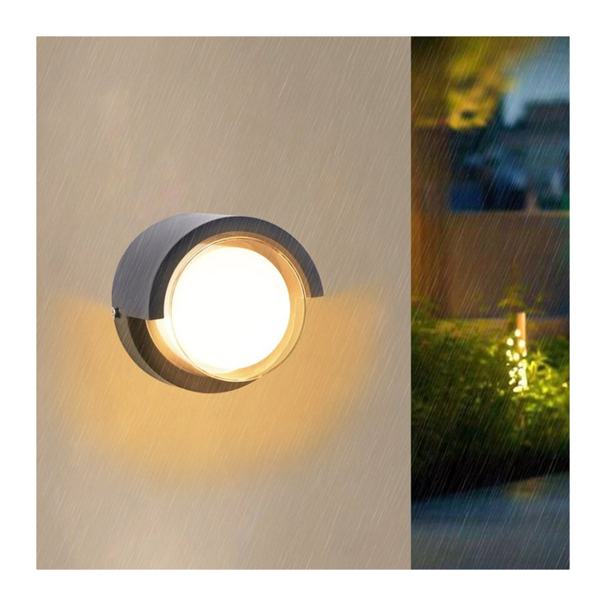 Si Solar LED Wandleuchte IP65 Schwarz Kaltweiß 5W Minimalistisch für Outdoor und Indoor - Bild 1