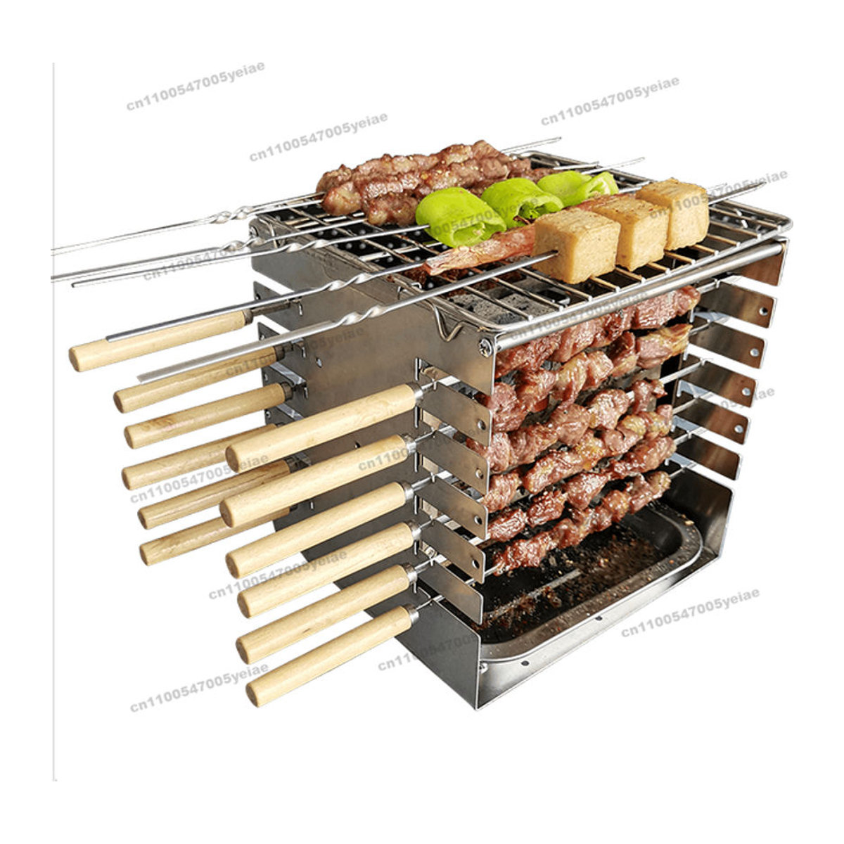 Side Grill King Rauchfreier Holzkohle-Spießgrill aus Edelstahl für Außen- und Innenbereich - Bild 1