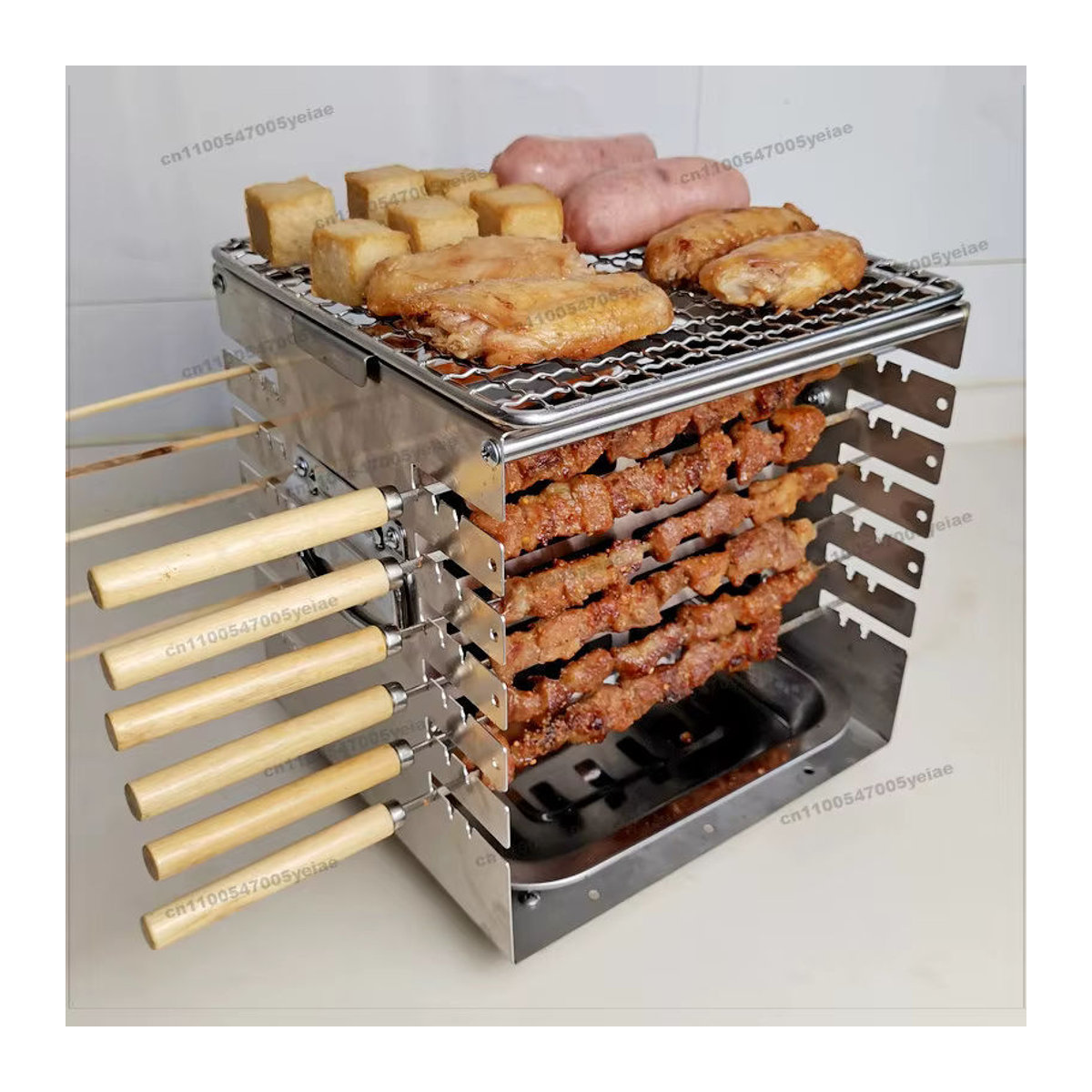 Side Grill King Rauchfreier Holzkohle-Spießgrill aus Edelstahl für Außen- und Innenbereich - Bild 4