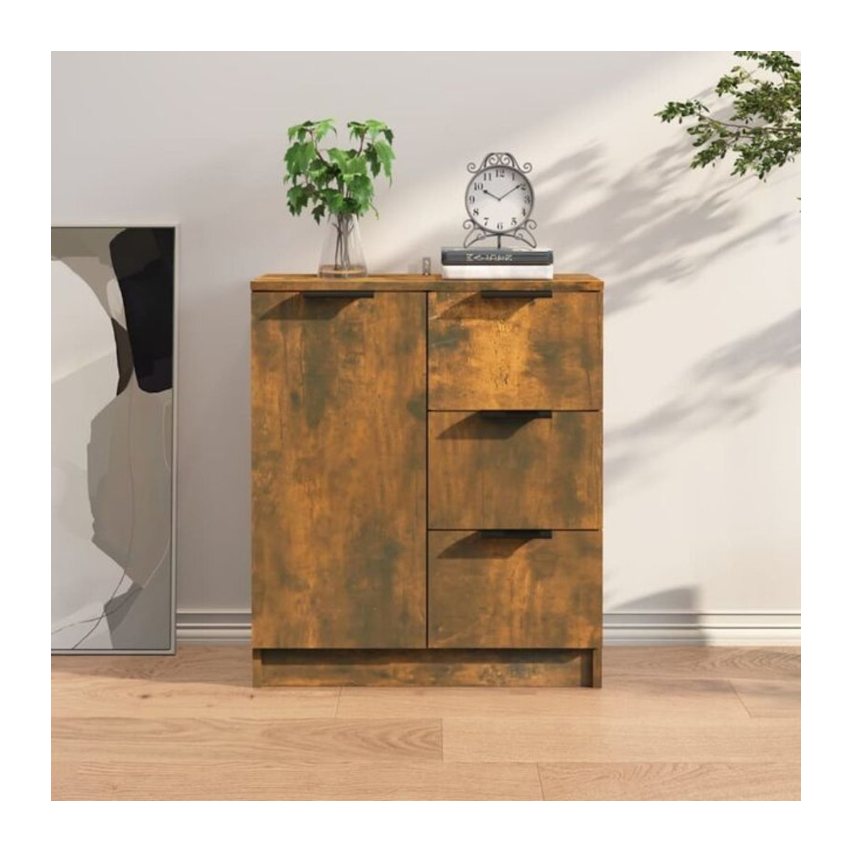 Sideboard vidaxl in Räuchereiche Braun aus Holzwerkstoff im minimalistischen Industrial Design B/T/H: 60 x 30 x 70 cm - Bild 1