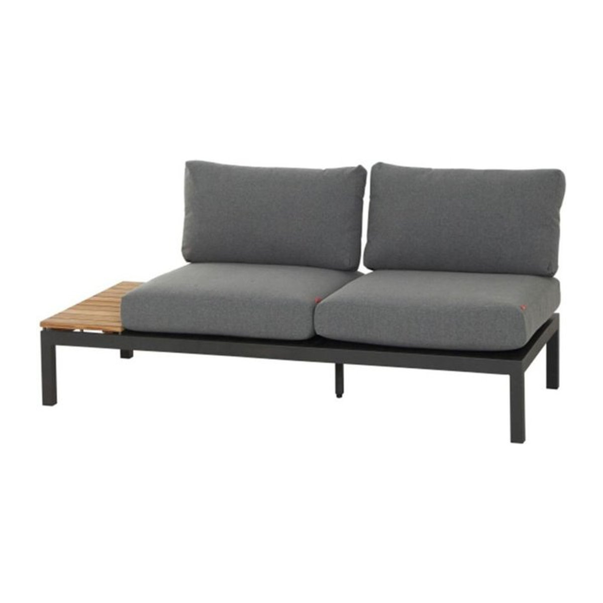Siena Garden Alvida Zweisitzer rechts mit Polster, anthrazit/natur, Aluminium und Teak, B/T/H: 175 x 84 x 70 cm - Bild 1