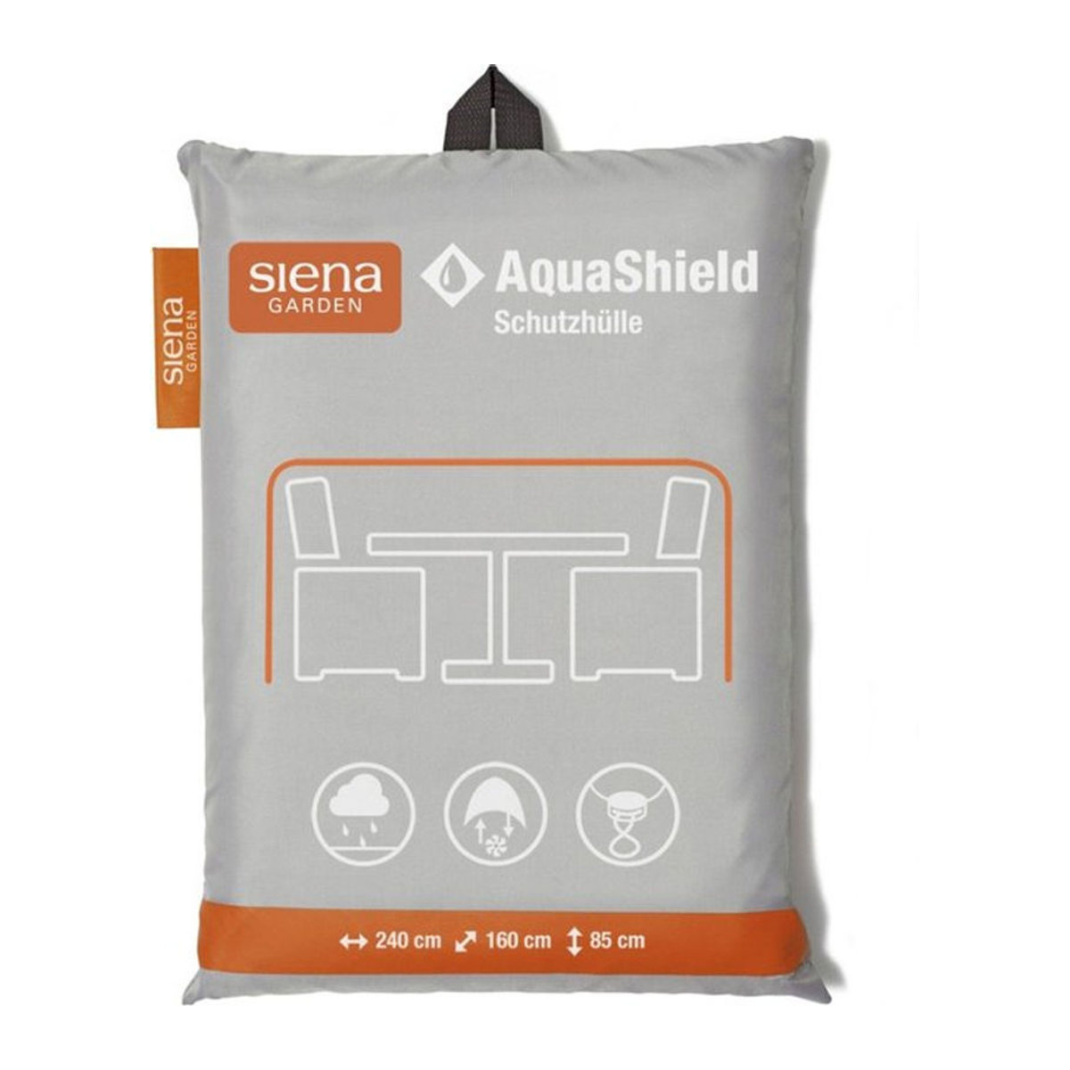 Siena Garden AquaShield Schutzhülle für Sitzgruppen aus Polyester in Grau B/H/T: 160 x 85 x 160 cm - Bild 1