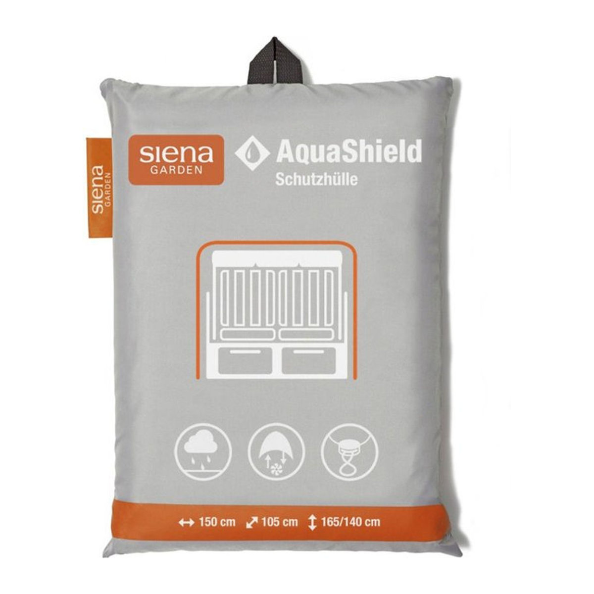 SIENA GARDEN AquaShield Schutzhülle für Strandkörbe aus Polyester, Grau, B/H/T: 150 x 165/140 x 105 cm - Bild 1