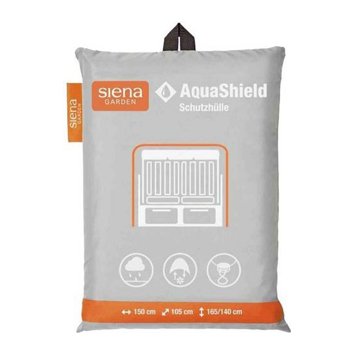SIENA GARDEN AquaShield Schutzhülle für Strandkörbe aus Polyester, Grau, B/H/T: 150 x 165/140 x 105 cm - Bild 3
