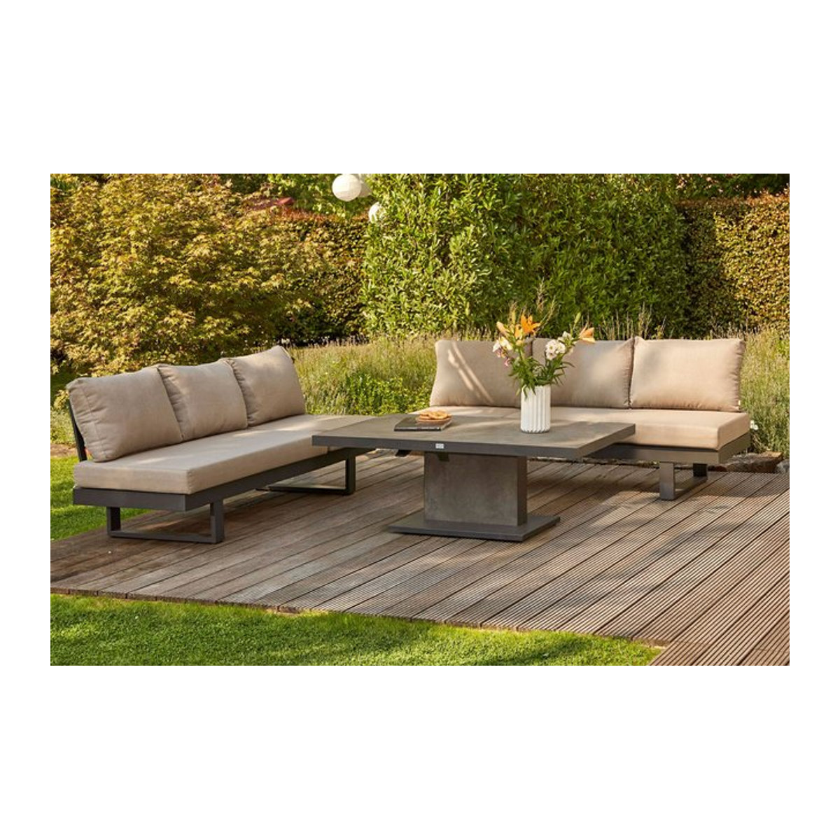 Siena Garden Bellani Lifttisch aus Alu und Keramik in matt Anthrazit/Dunkelgrau, B: 140 cm, T: 85 cm, höhenverstellbar - Bild 1