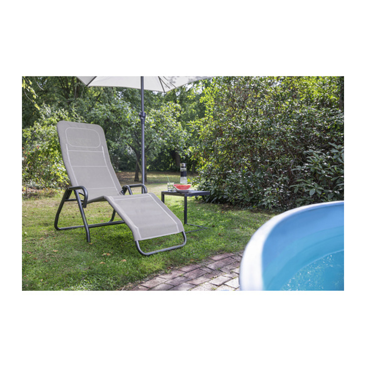 Siena Garden Bito Sonnenliege aus Metall in Anthrazit und Taupe, L x B x H: 139 x 72 x 118 cm - Bild 3