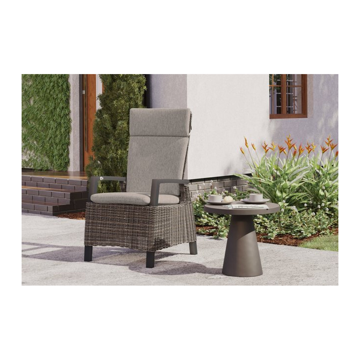 Siena Garden Corido Dining Sessel in Anthrazit mit Alu-Gestell und Gardino-Geflecht, B/T/H: 76 x 62 x 109 cm - Bild 1